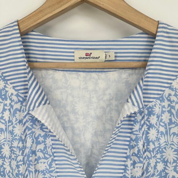 Vineyard Vines Otomi Border Tunic Dress Floral Striped V-Neck Sleeveless Mini - Picture 7 of 15